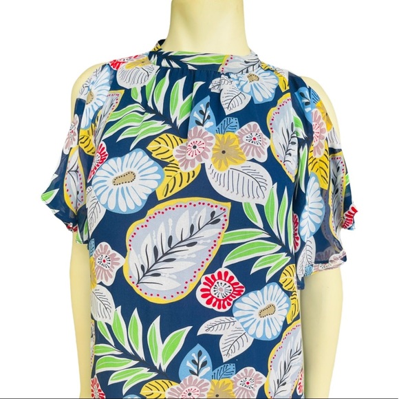 Jade Women’s Floral Cold Shoulder Flutter Sleeve Breezy Dress - Picture 5 of 8